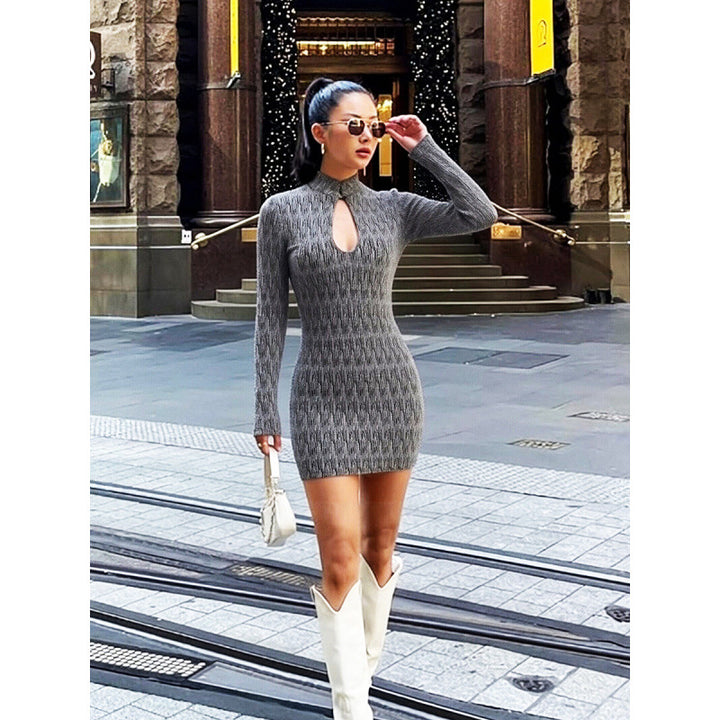 Damen figurbetontes Kurzarmkleid mit modernen Rippstrukturen Drune