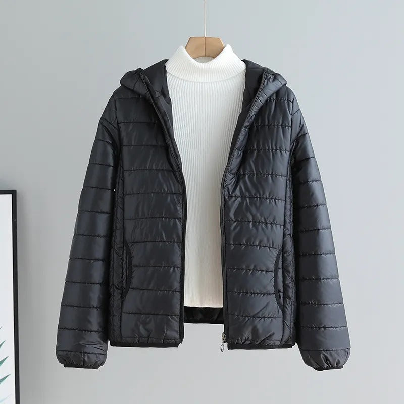 Damen gesteppte Übergangsjacke mit Kapuze und modernem Schnitt Drune