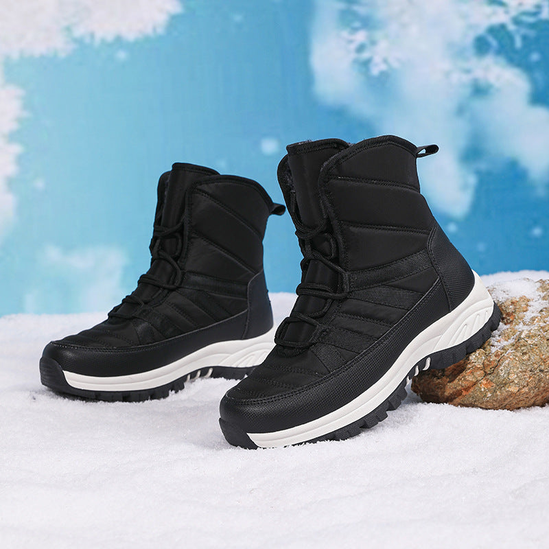 Damen wasserdichte, gefütterte Winterstiefel mit rutschfester Sohle und elastischem Schnellschnürsystem Drune