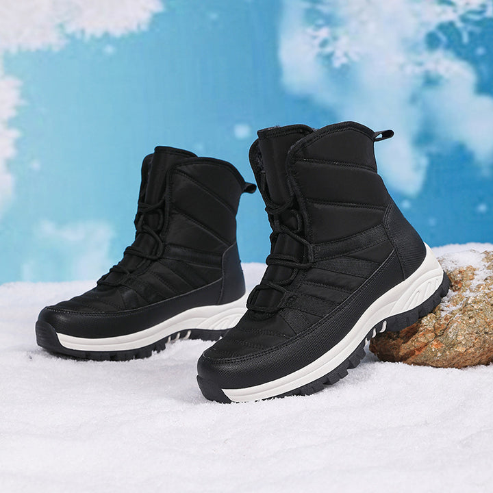 Damen wasserdichte, gefütterte Winterstiefel mit rutschfester Sohle und elastischem Schnellschnürsystem Drune