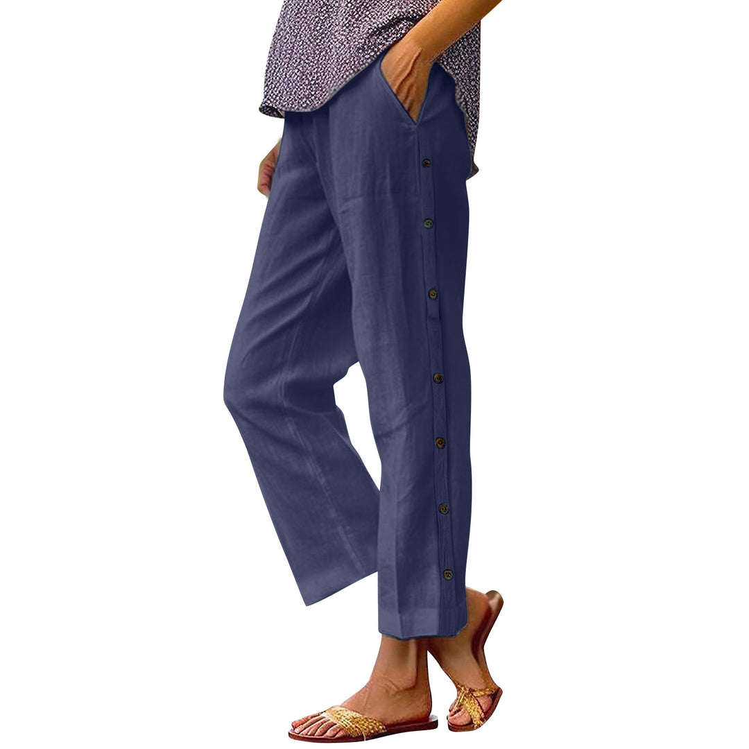 Damen Leichte und luftige Sommerhose mit seitlichen Knöpfen Drune