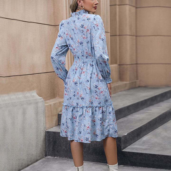 Damen Maxikleid mit floralen Rüschen und feinen Details Drune