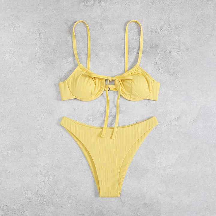 Damen Rippbikini mit verstellbaren Trägern und raffinierten Schnürdetails Drune