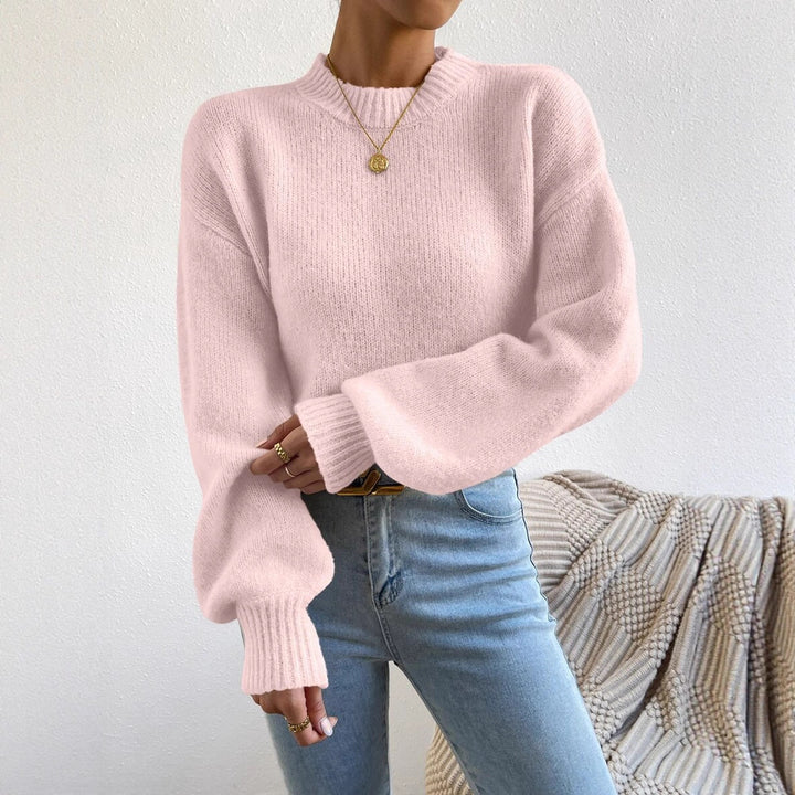 Damen lässiger Oversized-Pullover mit hohem Kragen und strukturiertem Design Drune