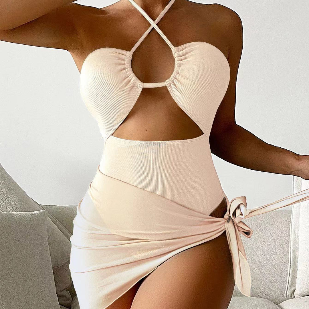Damen Cut-Out Badeanzug mit Chic-Rock-Design und elegantem Knotendetail Drune