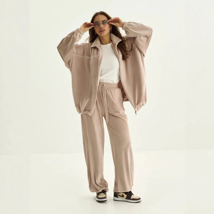 Damen lässiges Fleecejacke mit hohem Kragen Drune