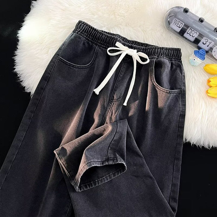 Damen lässige Denim-Hose mit elastischem Bund und praktischen Eingrifftaschen Drune
