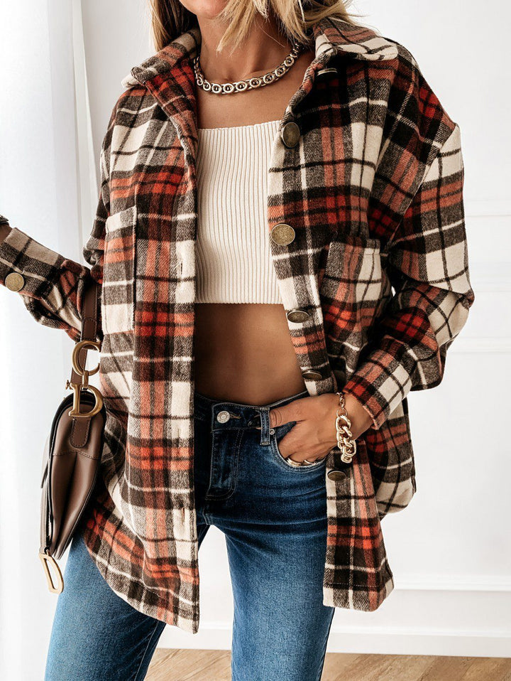 Drune | Oversized Hemdjacke Karomuster Lässiger Chic