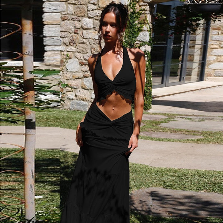 Damen Maxikleid mit Rüschen und Wickeleffekt Drune