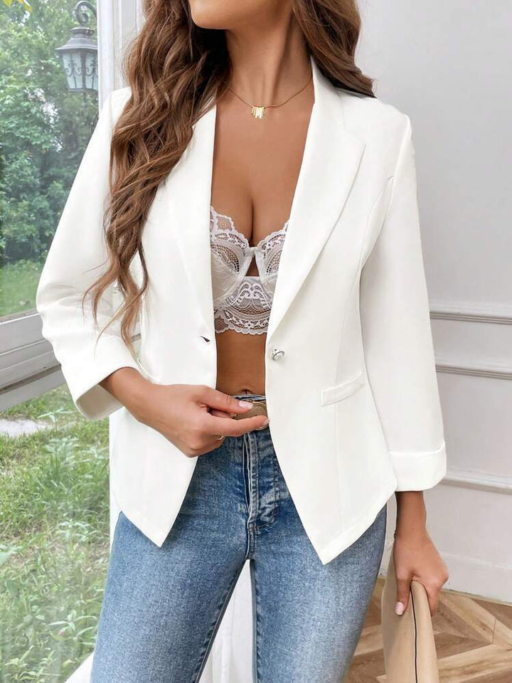 Damen Eleganter und figurbetonender Blazer mit drei Viertelärmeln Drune