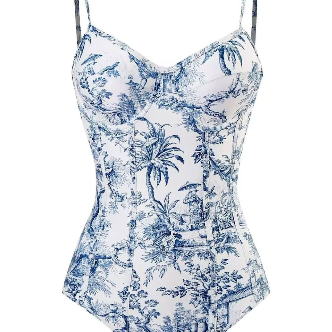 Damen Zweiteiliges Badeanzug-Set mit elegantem Wickelrock und floralem Druck Drune