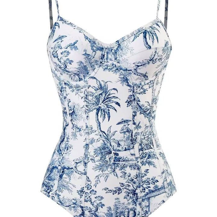 Damen Zweiteiliges Badeanzug-Set mit elegantem Wickelrock und floralem Druck Drune