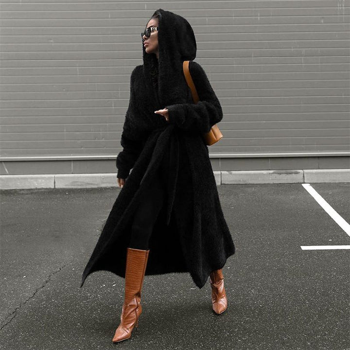 Drune | Kapuzenwickelkleid - Gemütliches Langarmdesign - Weicher Stoffmix - Lässig & Street Style