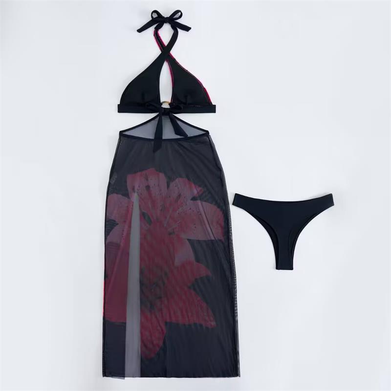 Damen Strandkleid mit modischem Wickeldesign und floralem Schnitt Drune