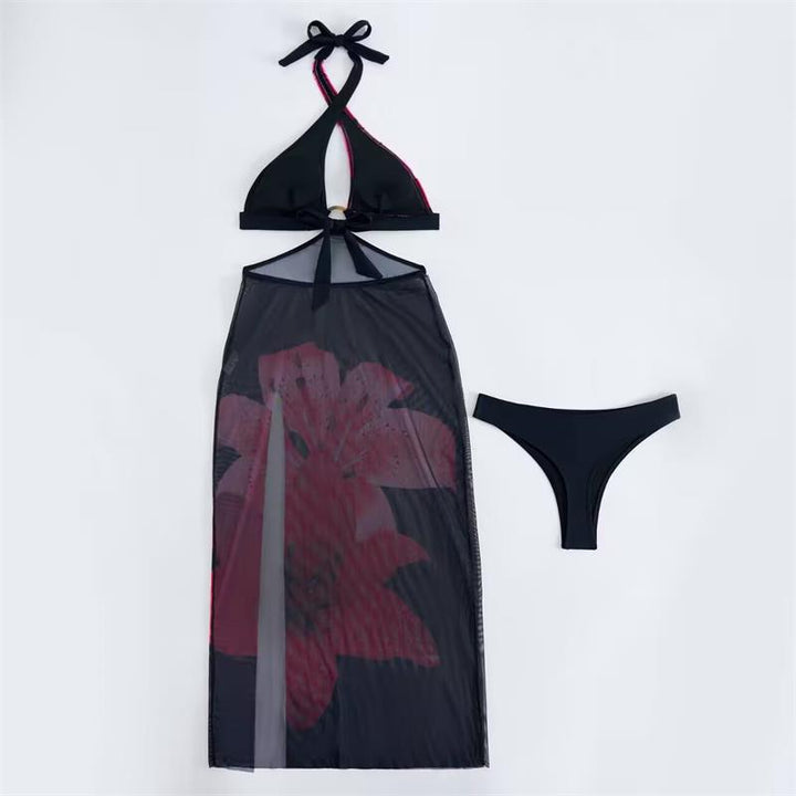 Damen Strandkleid mit modischem Wickeldesign und floralem Schnitt Drune