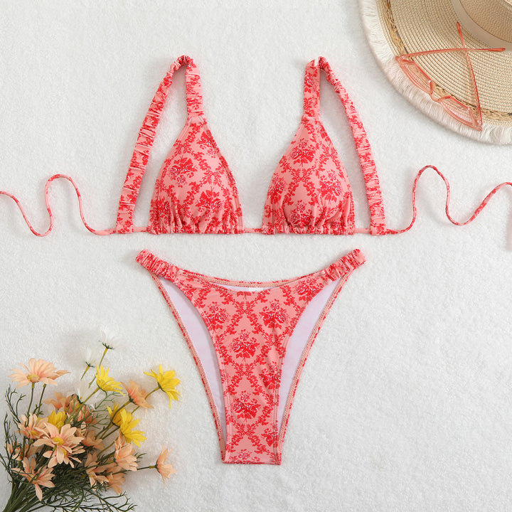 Damen Triangel-Bikini mit dekorativen Rüschen Drune