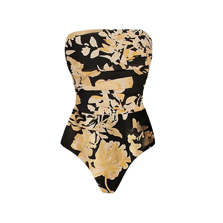 Damen Bandeau Badeanzug mit floralem Design Drune
