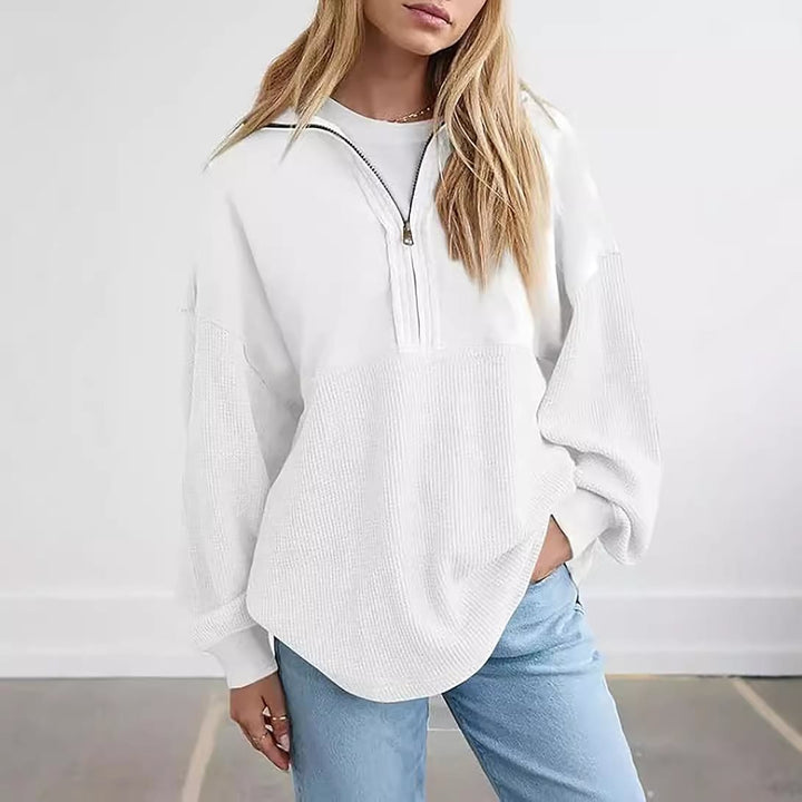 Damen Lässiger Sweatpullover mit hohem Kragen und strukturiertem Design Drune