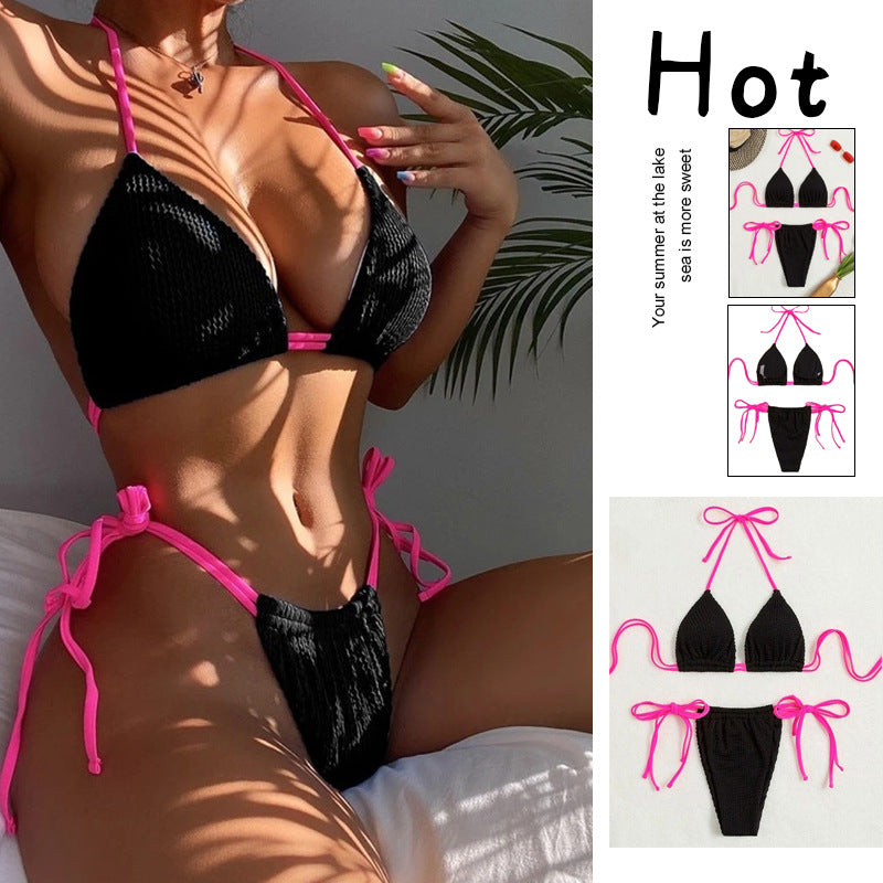 Damen Triangel-Bikini mit trendigem Rüschendesign und verstellbaren Schnürdetails Drune