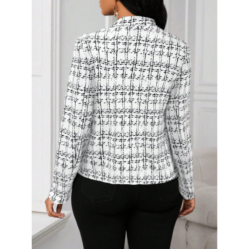 Damen elegante Tweedjacke mit figurbetontem Schnitt Drune