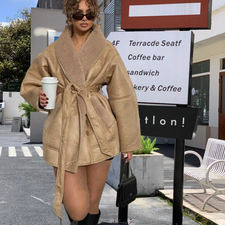 Damen Wickeljacke mit kuscheligem Kragen Drune