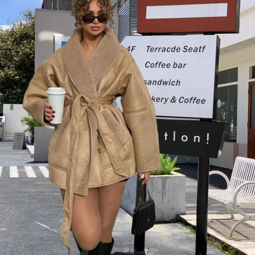 Damen Wickeljacke mit kuscheligem Kragen Drune