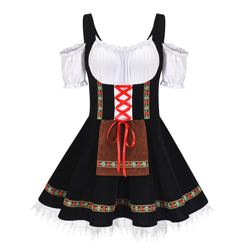 Damen nan Trachten-Minikleid mit geschnürtem Korsett, Spitzenunterrock und abnehmbarer Schürze Drune