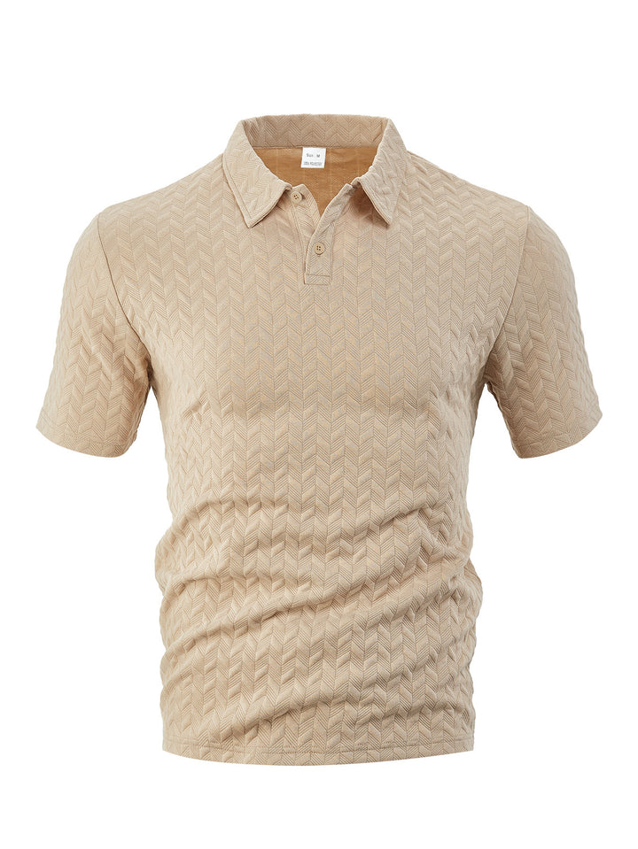 Herren nan kurzärmeliges Poloshirt mit eingeprägter Zickzackstruktur und klassischem Hemdkragen Drune