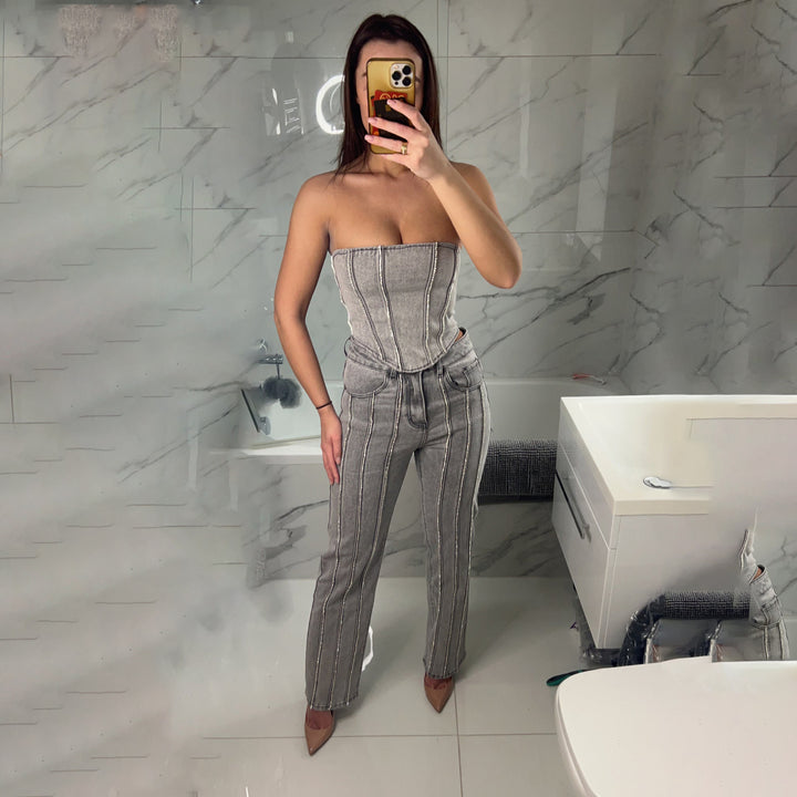 Damen Glamouröse Jeans mit funkelnden Applikationen Drune