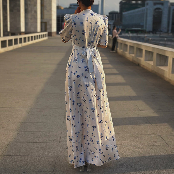 Damen Maxikleid mit puffärmeligem Schnitt Drune
