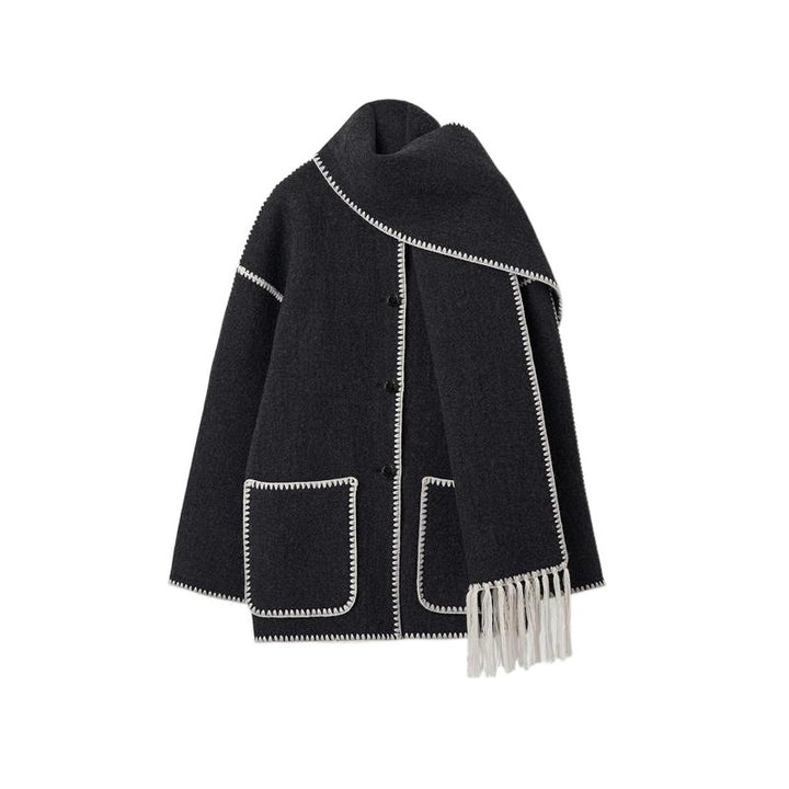 Damen elegante und vielseitige Wolle Poncho Drune