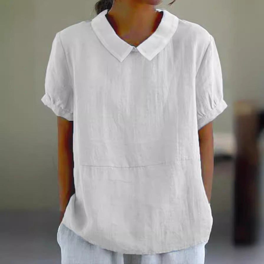 Damen Bluse mit klassischem Kragen und Kurzarm Drune