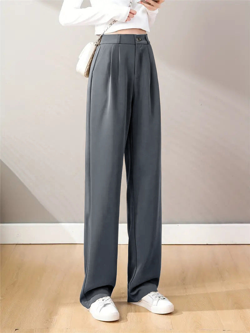 Damen weite High-Waist Hose mit Falten Drune