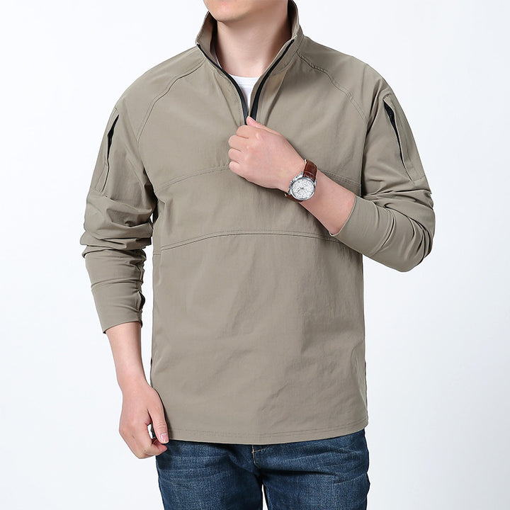 Herren nan Softshell-Pullover mit kurzem Reißverschluss, Ärmeltasche und Raglanärmeln Drune