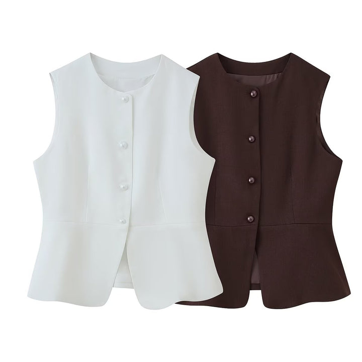 Damen ärmellose Blazer-Jacke Drune