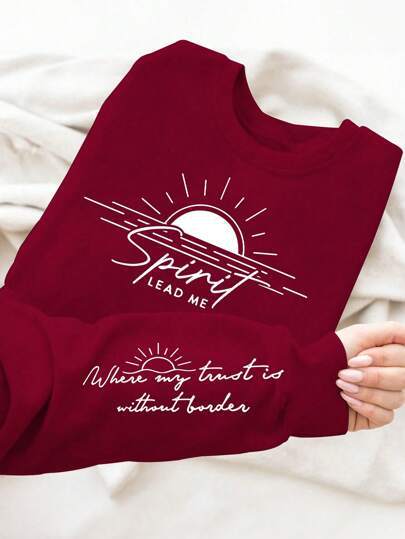 Damen Sweatshirt mit inspirierendem Druck und weich fließendem Stoff Drune