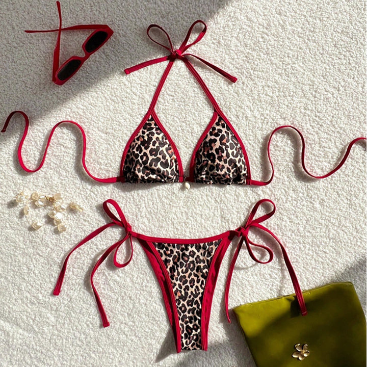 Damen Triangel-Bikini mit animalischem Muster und seitlichen Krawatten Drune