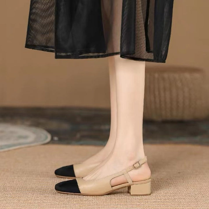 Damen Slingback-Pumps mit komfortablem Blockabsatz und feinem Lederdesign Drune