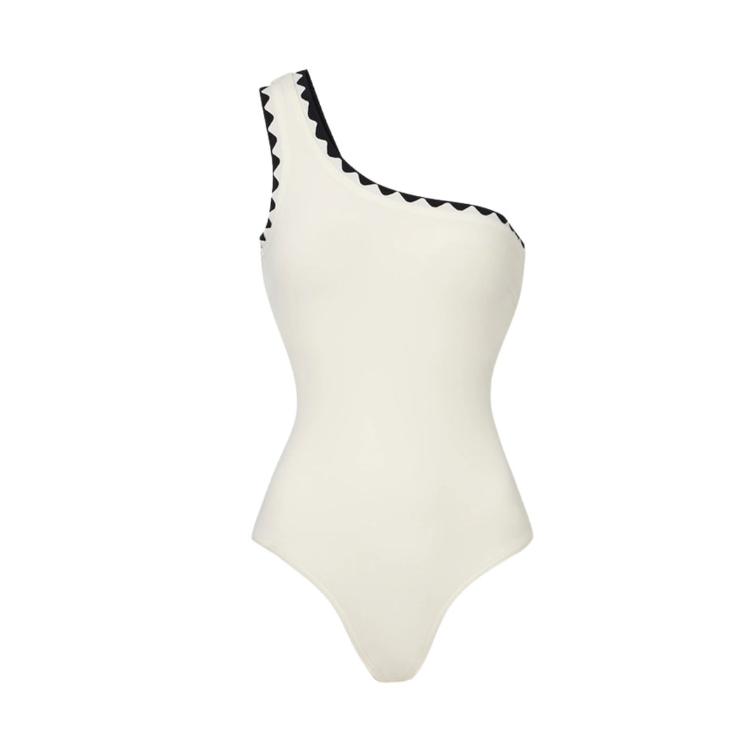 Damen Einteiler Badeanzug mit asymmetrischem Design und passendem Rock Drune