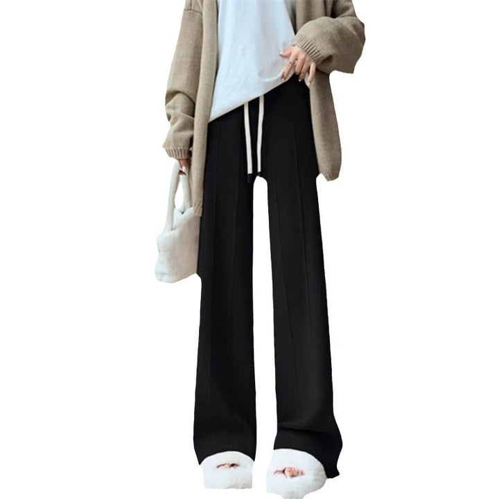 Damen Warme Palazzo-Hose mit elastischem Bund und seitlichen Taschen Drune