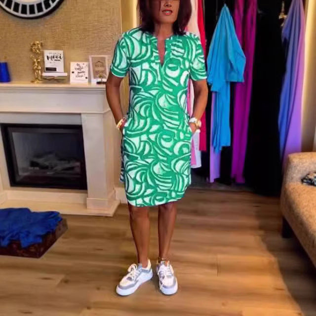 Damen Casual Mühelose A-Linien Kleid Drune