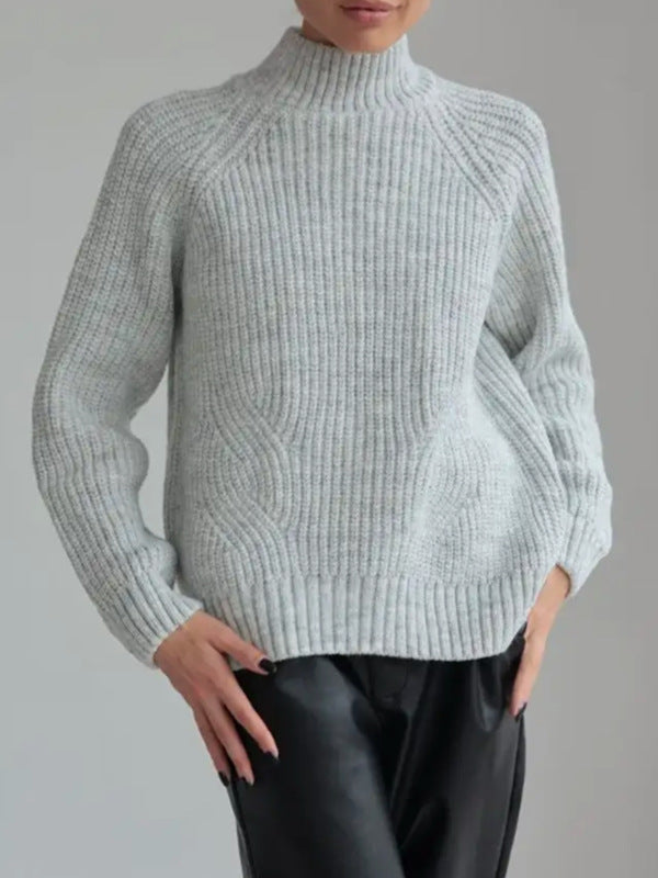 Damen Strickpullover mit hohem Kragen und strukturiertem Muster Drune
