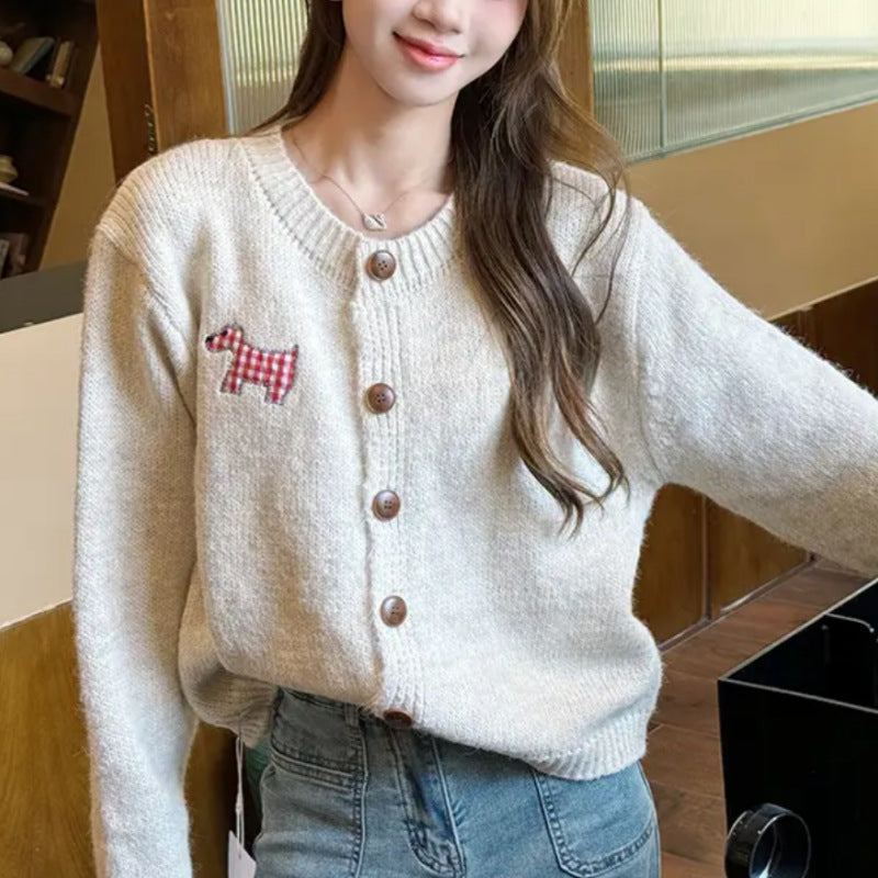 Damen Lässiger Strickcardigan mit Knopfdetail Drune