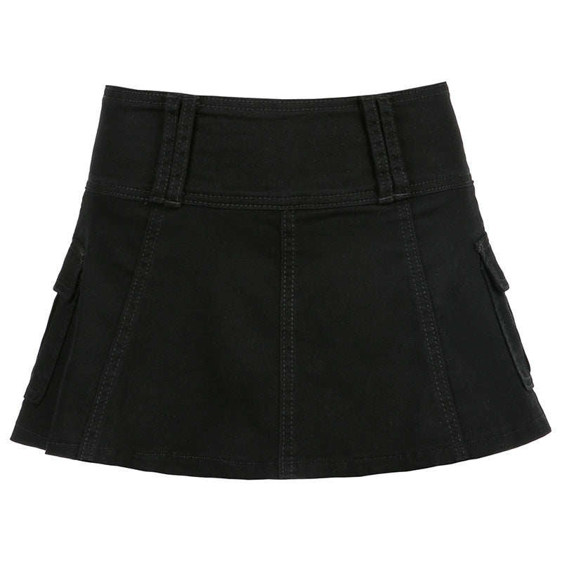 Damen Minirock mit seitlichen Taschen und hohem Bund Drune