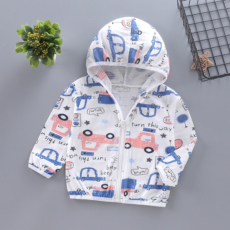 Unisex nan leichte Kapuzenjacke für Kleinkinder mit süßem Tierprint und Reißverschluss  Drune