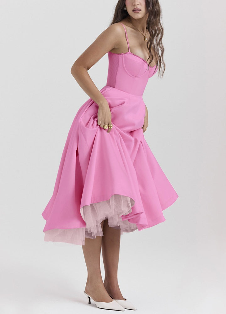Damen nan Bustierkleid mit geformtem Mieder, weichem Tellerrock, integriertem Tüll-Unterzug und Eingrifftaschen Drune