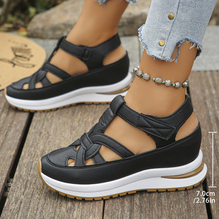Damen nan sportliche Plateau-Sandalen mit gepolstertem Fußbett und verstellbarem Klettverschluss Drune