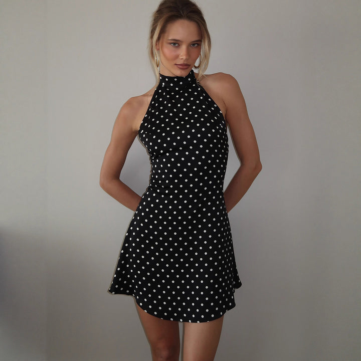 Damen Sommerliches Halterneck-Kleid mit verspieltem Polka-Dot-Muster Drune
