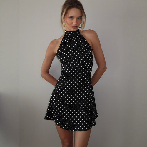 Damen Sommerliches Halterneck-Kleid mit verspieltem Polka-Dot-Muster Drune