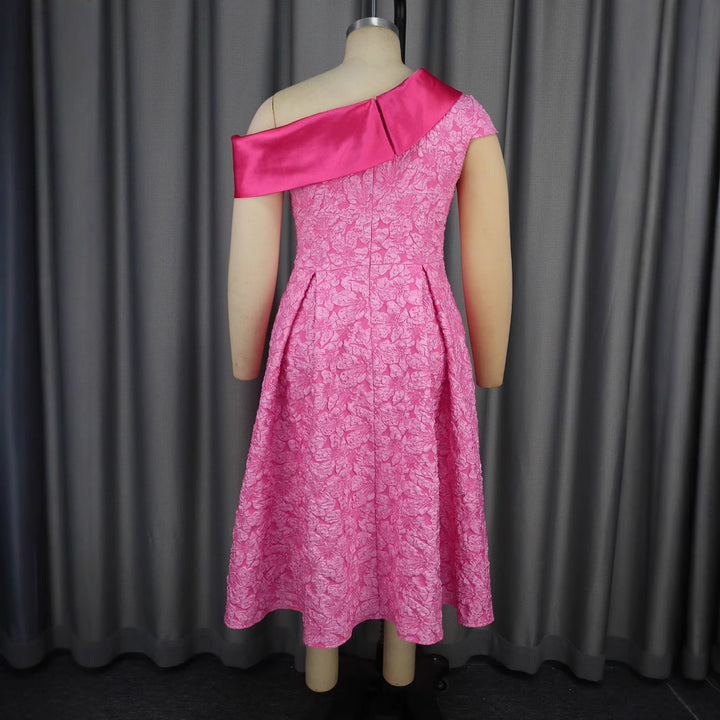 Damen Elegantes Kleid mit asymmetrischem Träger und floralem Muster Drune